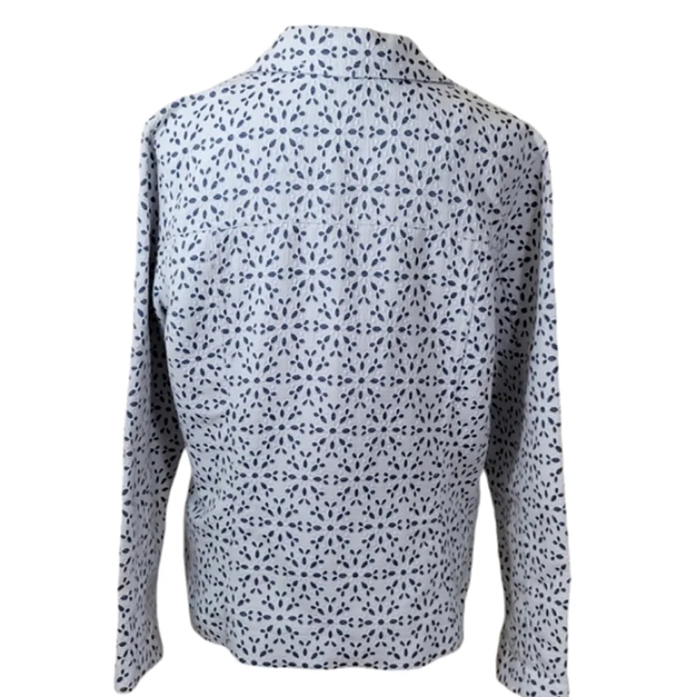 Baxter & Wells Blue & White Eyelet Button Front Jacket Sz Med